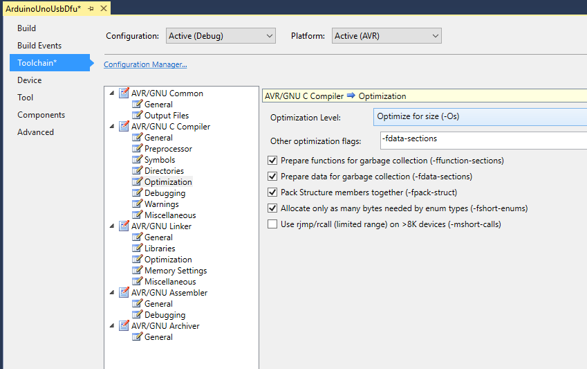 Optimize for Size Configuration