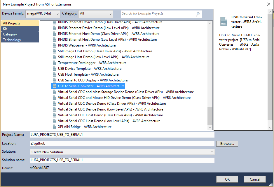 USB to Serial Converter Example Project