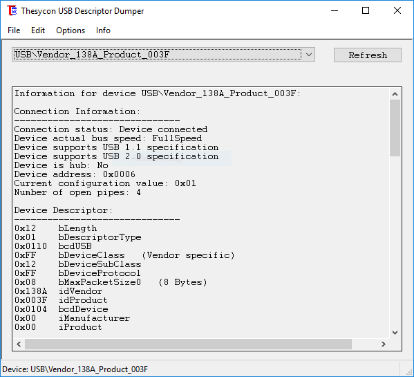 Thesycon USB Descriptor Dumper